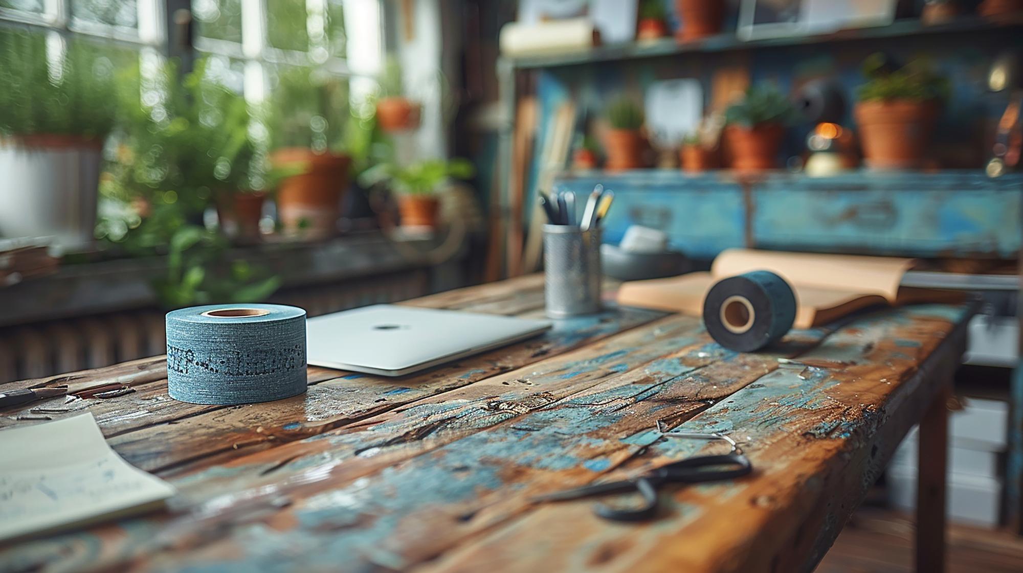 Workshop table with threads and hoops